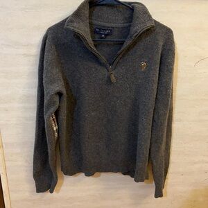 U.S. Polo Charcoal Quarter Zip-Up Sweater Lambs Wool